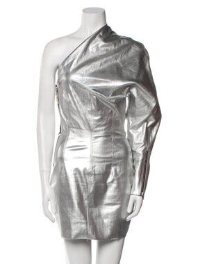 Rick Owens Silver asymetrical mini-dress, size 4